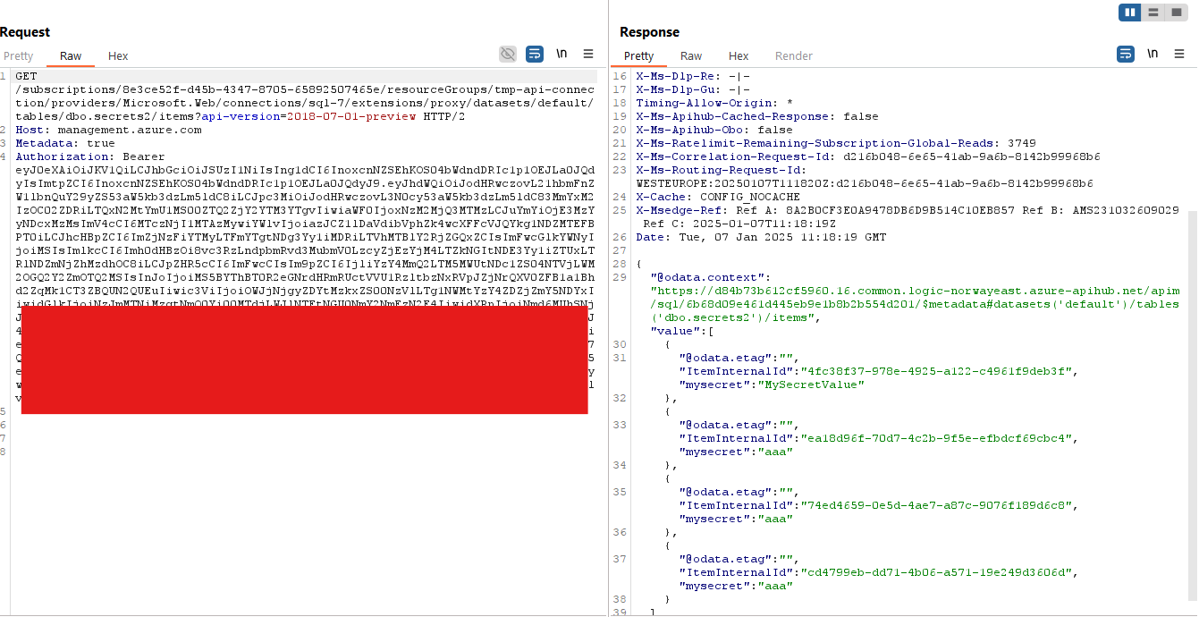 Reading the rows of the database